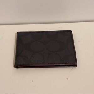 Coach Compact Billfold Wallet in Signature Walnut and‎ Black